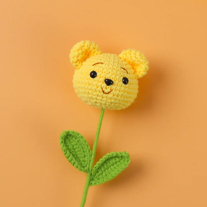 Handmade Cartoon Crochet Flower Bouquet with Rabbit Doll – Cute, Creative Gift for All Occasions