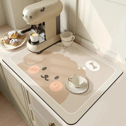 Super Absorbent Large Kitchen Mat – Quick-Dry Dish Drying &amp; Coffee Drain Pad with Non-Slip Backing
