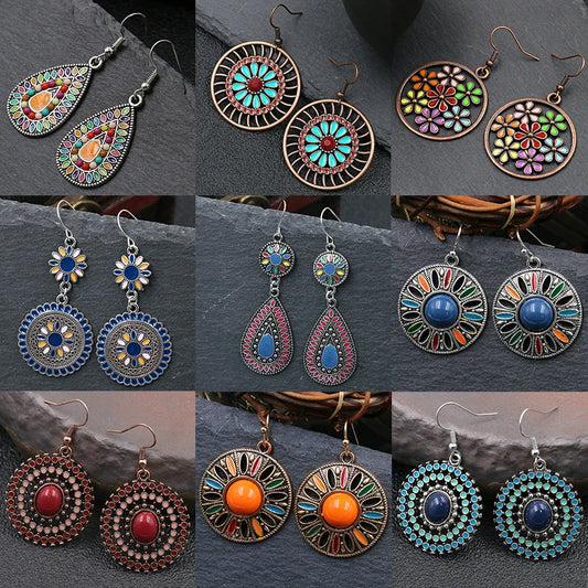 Experience Bohemian Elegance with our Ethnic Boho Colorful Enamel Earrings for Women