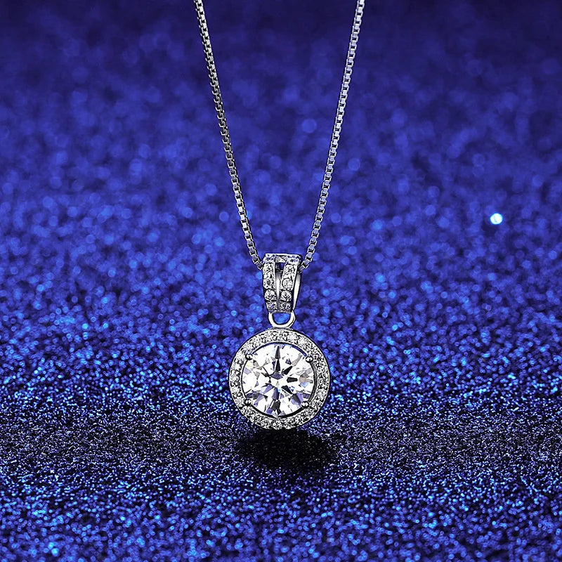 Moissanite Diamond Pendant Necklaces For Women 925 Sterling Silver Luxury Chain