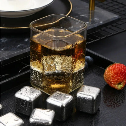 6-Piece Reusable Stainless Steel Ice Cubes Set – Includes Ice Cube Tray & Silicone Head Tongs | Eco-Friendly Juice Chiller Kit