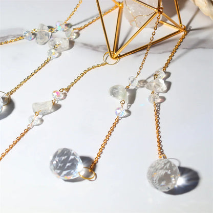 Crystal Wind Chimes – Sun & Moon Pendant Light Catcher Wall Hanging for Garden, Window, or Room Decor