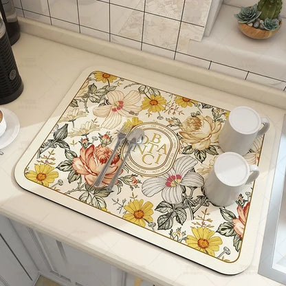 Super Absorbent Large Kitchen Mat – Quick-Dry Dish Drying &amp; Coffee Drain Pad with Non-Slip Backing