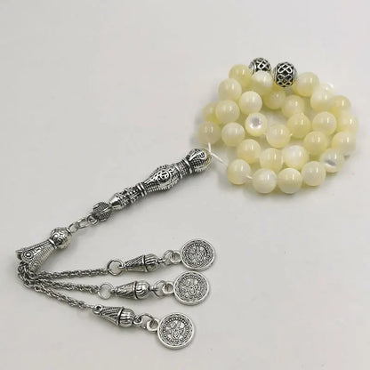 Sea Shell Tasbih – 33 Prayer Beads Islamic Bracelet | Old Fish Bone Design | Ramadan &amp; Eid Gift | Muslim Rosary for Men &amp; Women