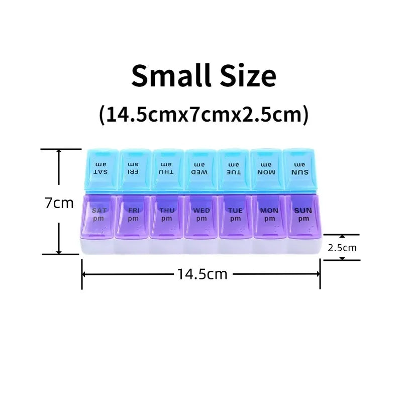 Convenient Portable Pill Case with 14 Grids for Week-Long Trips