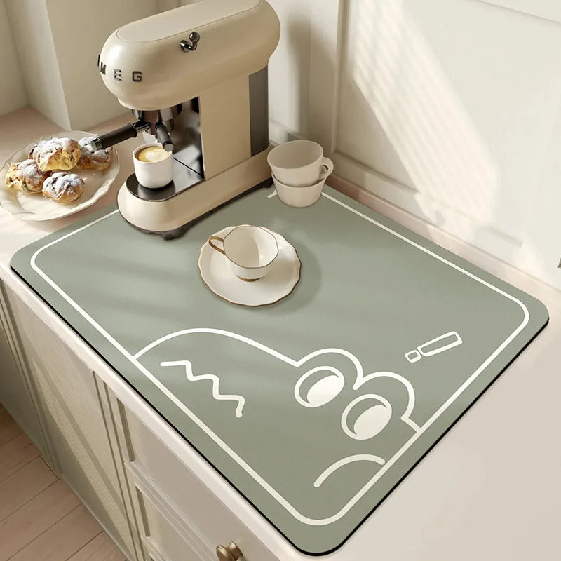 Super Absorbent Large Kitchen Mat – Quick-Dry Dish Drying &amp; Coffee Drain Pad with Non-Slip Backing