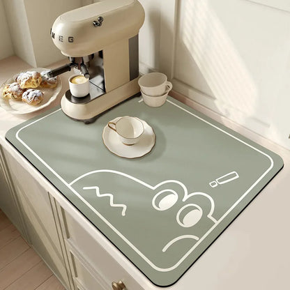 Super Absorbent Large Kitchen Mat – Quick-Dry Dish Drying &amp; Coffee Drain Pad with Non-Slip Backing