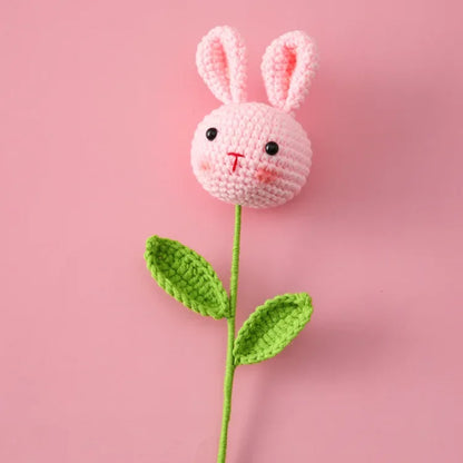 Handmade Cartoon Crochet Flower Bouquet with Rabbit Doll – Cute, Creative Gift for All Occasions