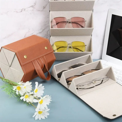 Multifunctional Glasses & Jewelry Storage Box – High-End PU Leather, Foldable & Handmade