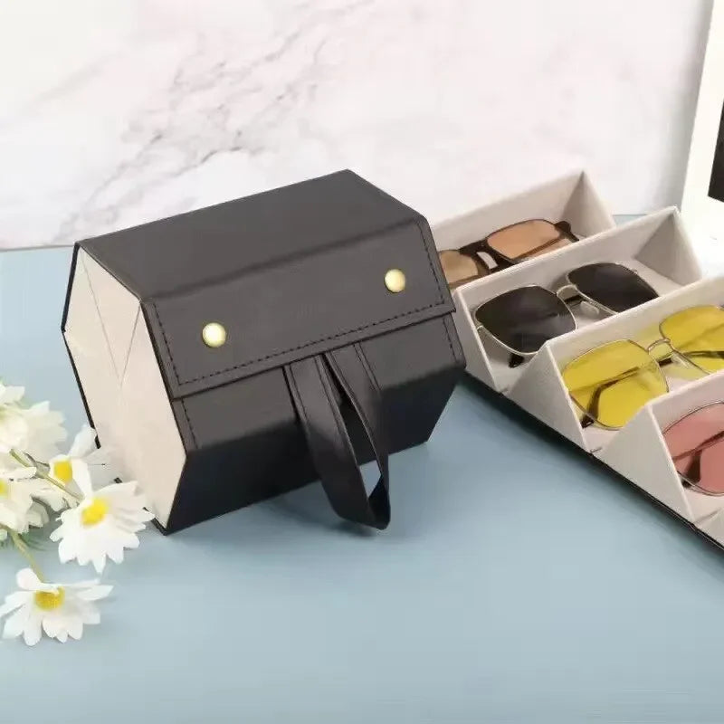 Multifunctional Glasses & Jewelry Storage Box – High-End PU Leather, Foldable & Handmade