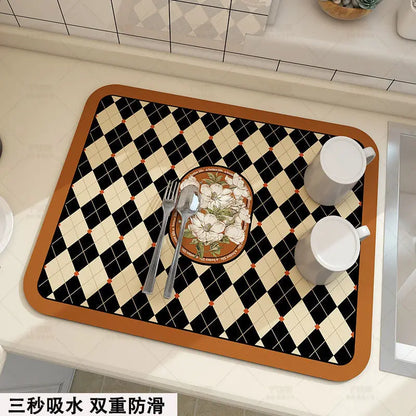 Super Absorbent Large Kitchen Mat – Quick-Dry Dish Drying &amp; Coffee Drain Pad with Non-Slip Backing