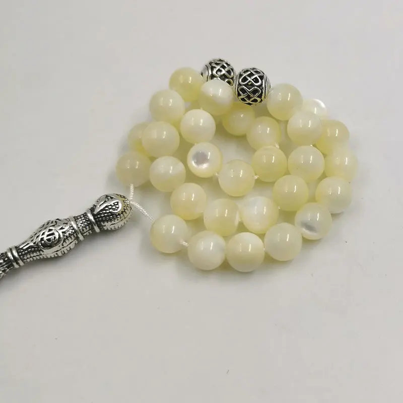 Sea Shell Tasbih – 33 Prayer Beads Islamic Bracelet | Old Fish Bone Design | Ramadan &amp; Eid Gift | Muslim Rosary for Men &amp; Women