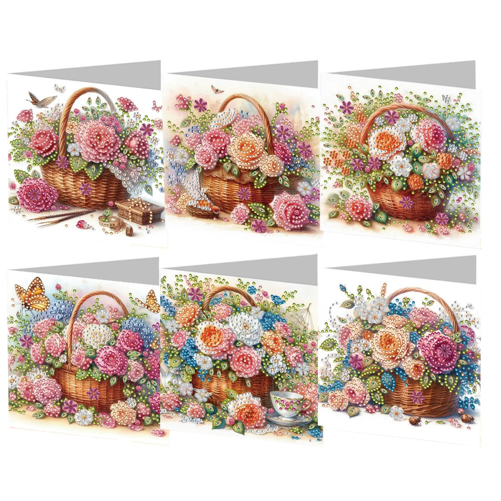 6pcs DIY 5D Diamond Art Greeting Cards – Handmade Rhinestone Embroidery Kit with Envelopes | Arts & Crafts for Birthday & Special Occasions