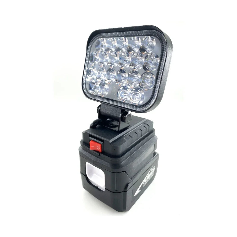 Portable 3/4 inch LED Work Light compatible with Makita, Dewalt, and Milwaukee 18V Li-ion batteries. Don't let darkness slow you down, stay illuminated.