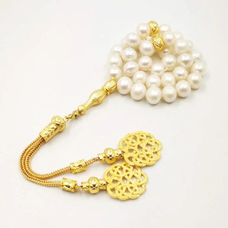Timeless Elegance Meets Spiritual Grace – Natural Freshwater Pearl Tasbih