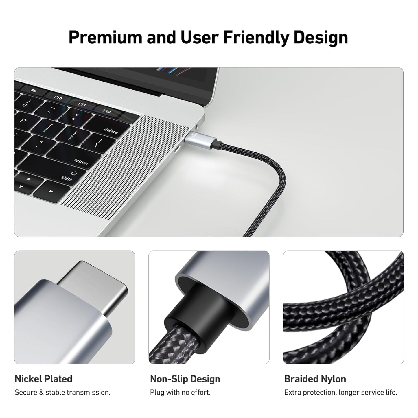 BENFEI 206GY-3F USB-C to HDMI 0.9M Cable 4K@60Hz, Aluminum Shell, Nylon Braided