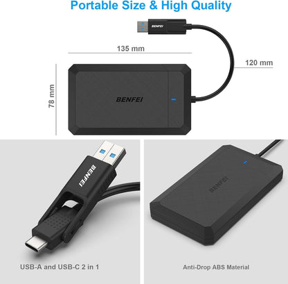 BENFEI 2.5 Inch SATA to USB Tool Free External Hard Drive Enclosure - The Grand Bazaar of Australia