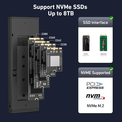 BENFEI M.2 SSD Enclosure USB3.2 Gen2 10 Gbps, Tool-Free for NVME B & M Keys with Size 2230/2242/2260/2280 SSDs - The Grand Bazaar of Australia