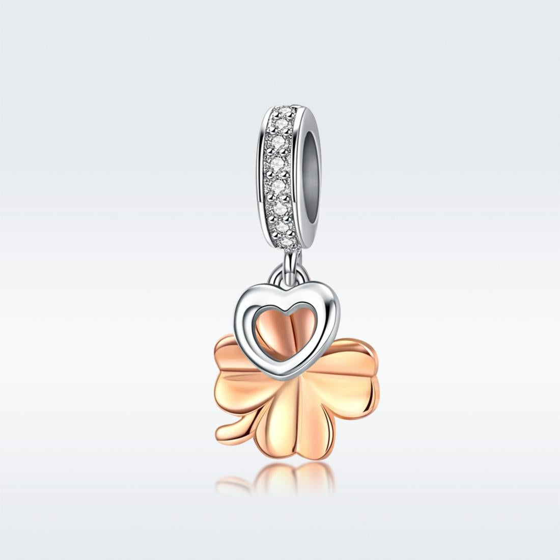 925 Sterling Silver Golden Four Leaf Clover Pendant For Diy Bracelets