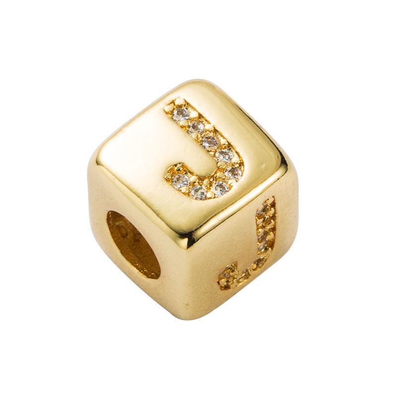 Brass Micro Inlaid Couple Red String Pull Diy Bracelet English Letter Beads Style - J