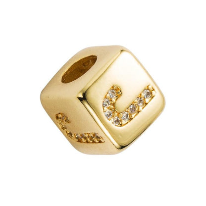 Brass Micro Inlaid Couple Red String Pull Diy Bracelet English Letter Beads Style - J