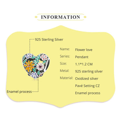 925 Sterling Silver Flower Heart Beads For Diy Bracelets & Necklaces