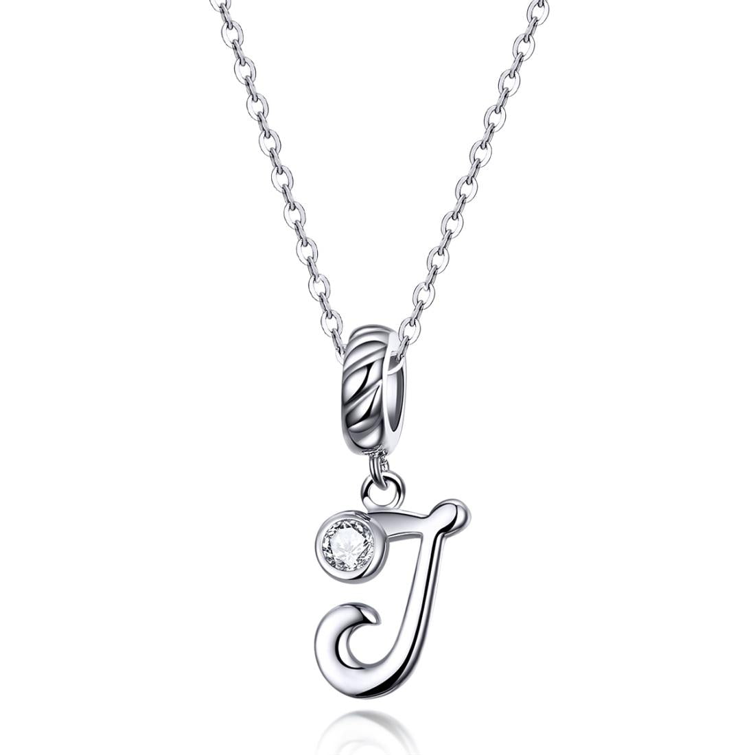 925 Sterling Silver Personalized Letter Pendant For Diy Bracelets & Necklaces Style - J