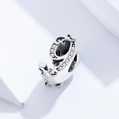 925 Sterling Silver Relief Number Series 0 9 Beads For Diy Bracelets And Necklaces Style - 9