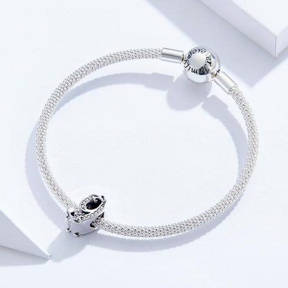 925 Sterling Silver Relief Number Series 0 9 Beads For Diy Bracelets And Necklaces Style - 9