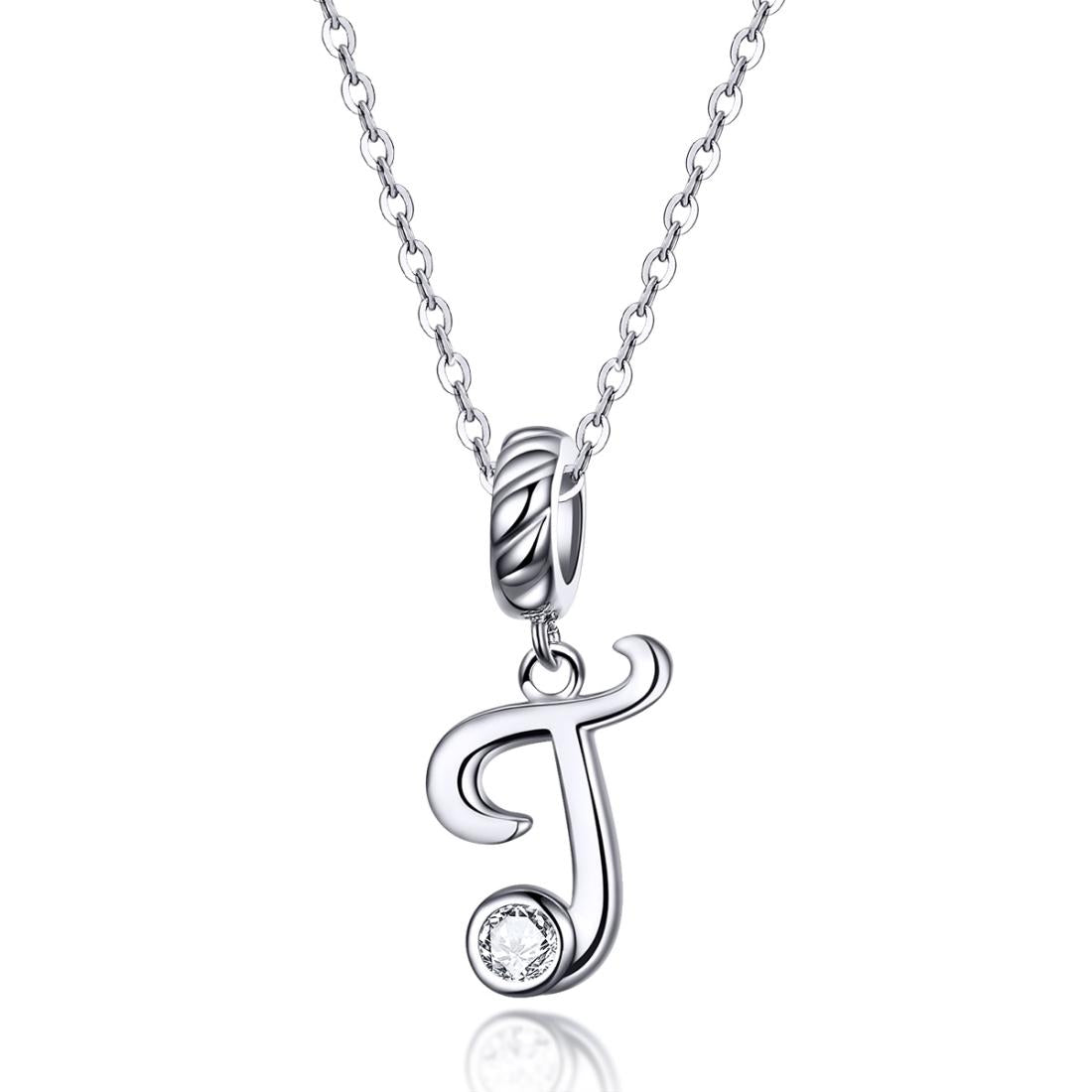 925 Sterling Silver Personalized Letter Pendant For Diy Bracelets And Necklaces Style - T