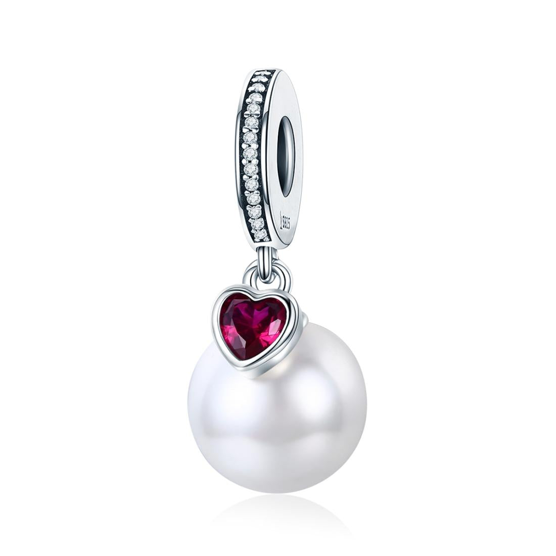 925 Sterling Silver Pearl Heart Pendant For Diy Bracelets & Necklaces