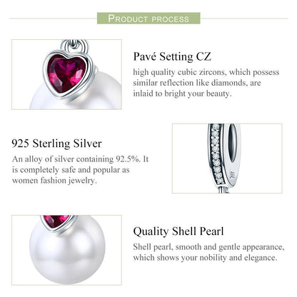 925 Sterling Silver Pearl Heart Pendant For Diy Bracelets & Necklaces