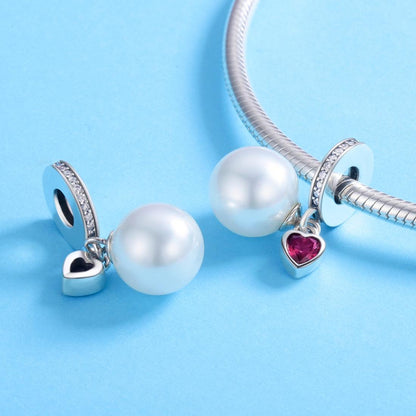 925 Sterling Silver Pearl Heart Pendant For Diy Bracelets & Necklaces