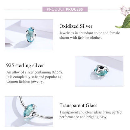 925 Sterling Silver Ocean Star Pendant Bracelet With Blue Glass Bead
