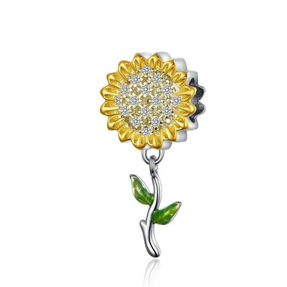 925 Sterling Silver Sunflower Pendant For Diy Bracelet