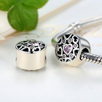925 Sterling Silver Geometric Heart Shaped Hollow Beads For Diy Jewelry