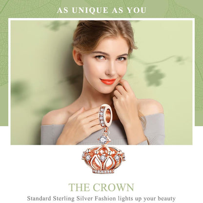 925 Sterling Silver Rose Gold Crown Pendant For Diy Necklace