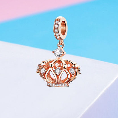 925 Sterling Silver Rose Gold Crown Pendant For Diy Necklace