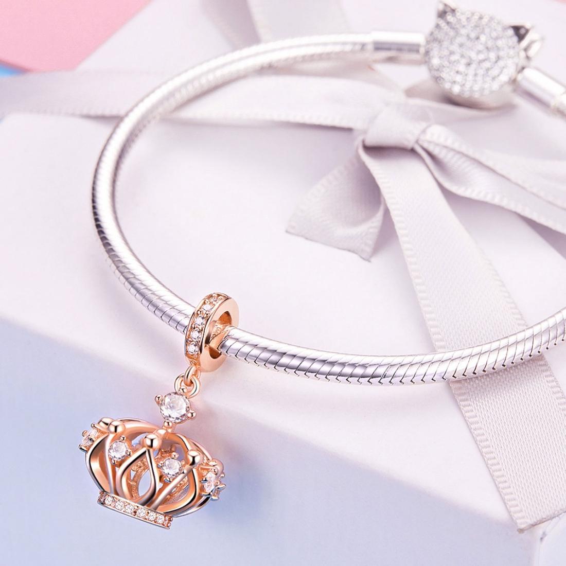 925 Sterling Silver Rose Gold Crown Pendant For Diy Necklace