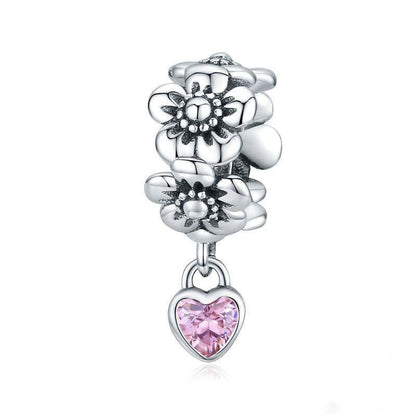 925 Sterling Silver Flower Bead Bracelet Charms