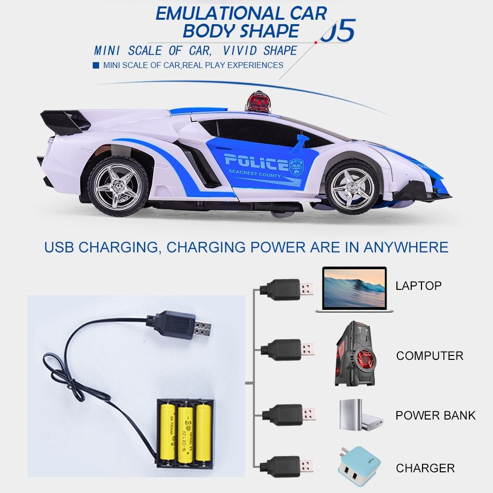 Remote Control Police Car - 4 Channels Deformable Toy
