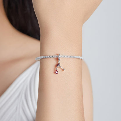 925 Sterling Silver Shimmering Wine Glass Pendant For Diy Bracelets & Necklaces