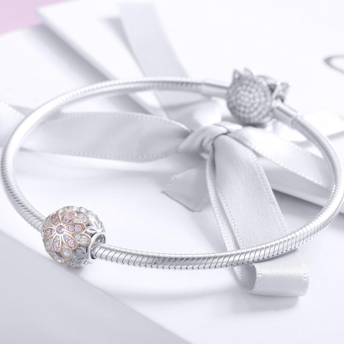 925 Sterling Silver Flower Stamen Diamond Beads For Diy Bracelets