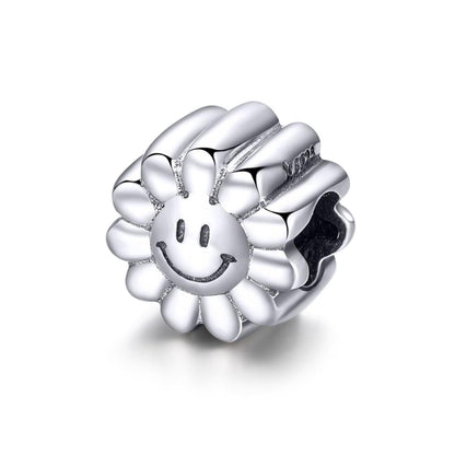 925 Sterling Silver Sunflower Smile Bead Pendant