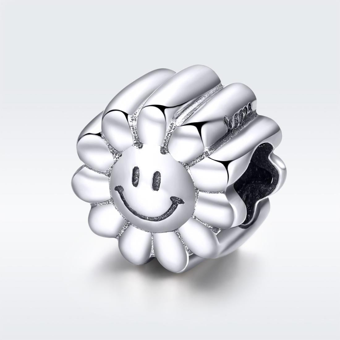 925 Sterling Silver Sunflower Smile Bead Pendant