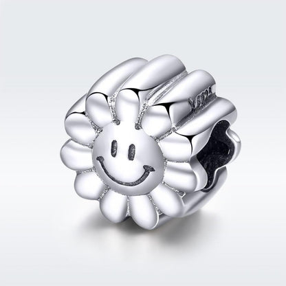 925 Sterling Silver Sunflower Smile Bead Pendant