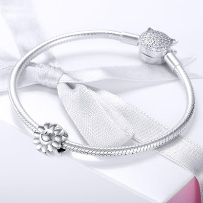 925 Sterling Silver Sunflower Smile Bead Pendant