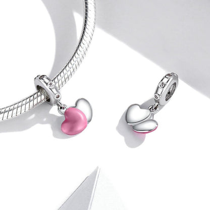 925 Sterling Silver Double Love Pendant For Bracelet Or Necklace