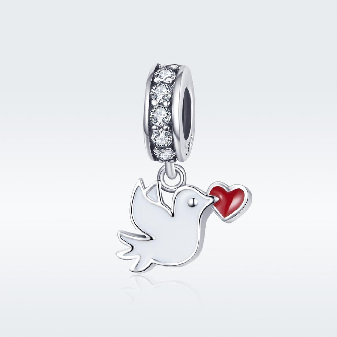 925 Sterling Silver Love Dove Pendant For Diy Bracelet Or Necklace