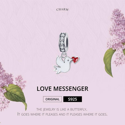 925 Sterling Silver Love Dove Pendant For Diy Bracelet Or Necklace